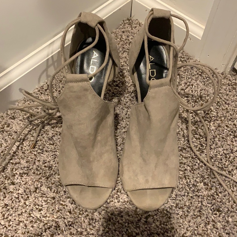 Aldo peep toe lace up booties